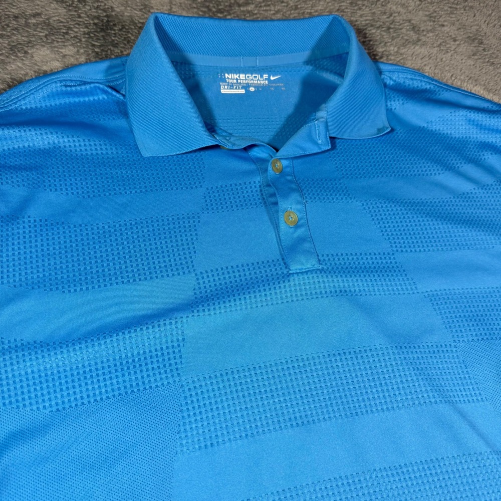 Nike Golf Tour Performance Dri-FIT Blue Vented Polo Shirt Mens XL‎ Short Sleeve - Picture 3 of 6
